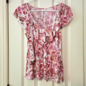 LC Lauren Conrad Pink Floral Knit Top